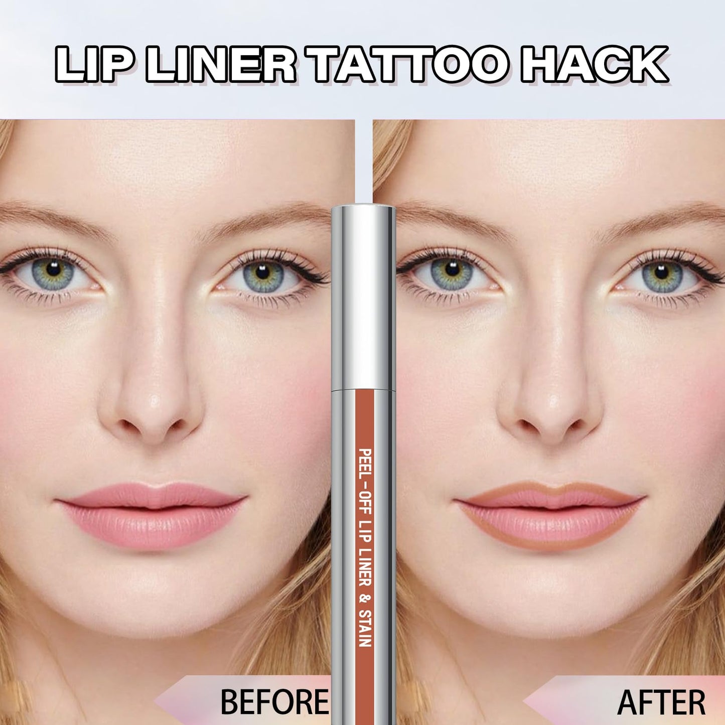 Cilrofelr Peel Off Lip Liner Stain with Tweezer - Long-Wear Matte Nude Beige Lip Color
