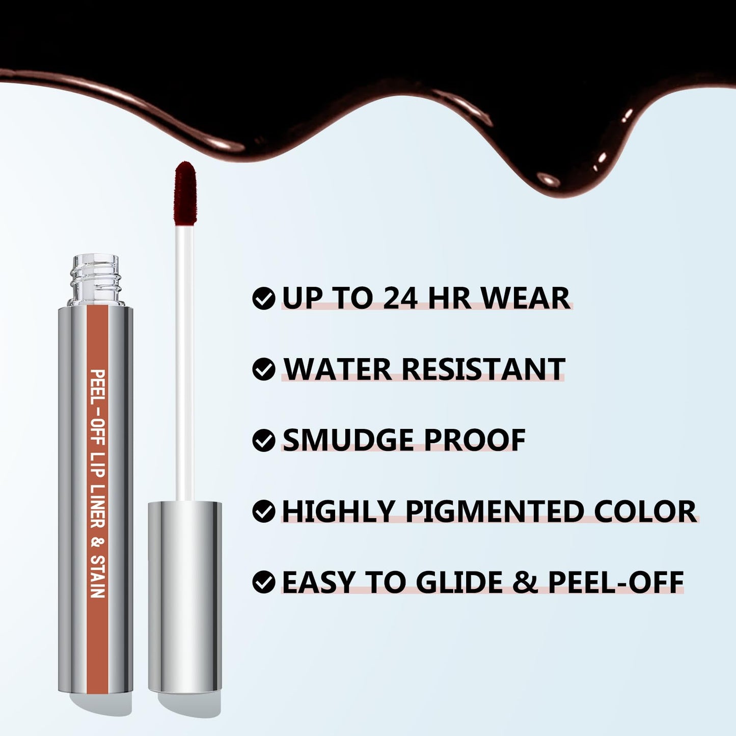 Cilrofelr Peel Off Lip Liner Stain with Tweezer - Long-Wear Matte Nude Beige Lip Color
