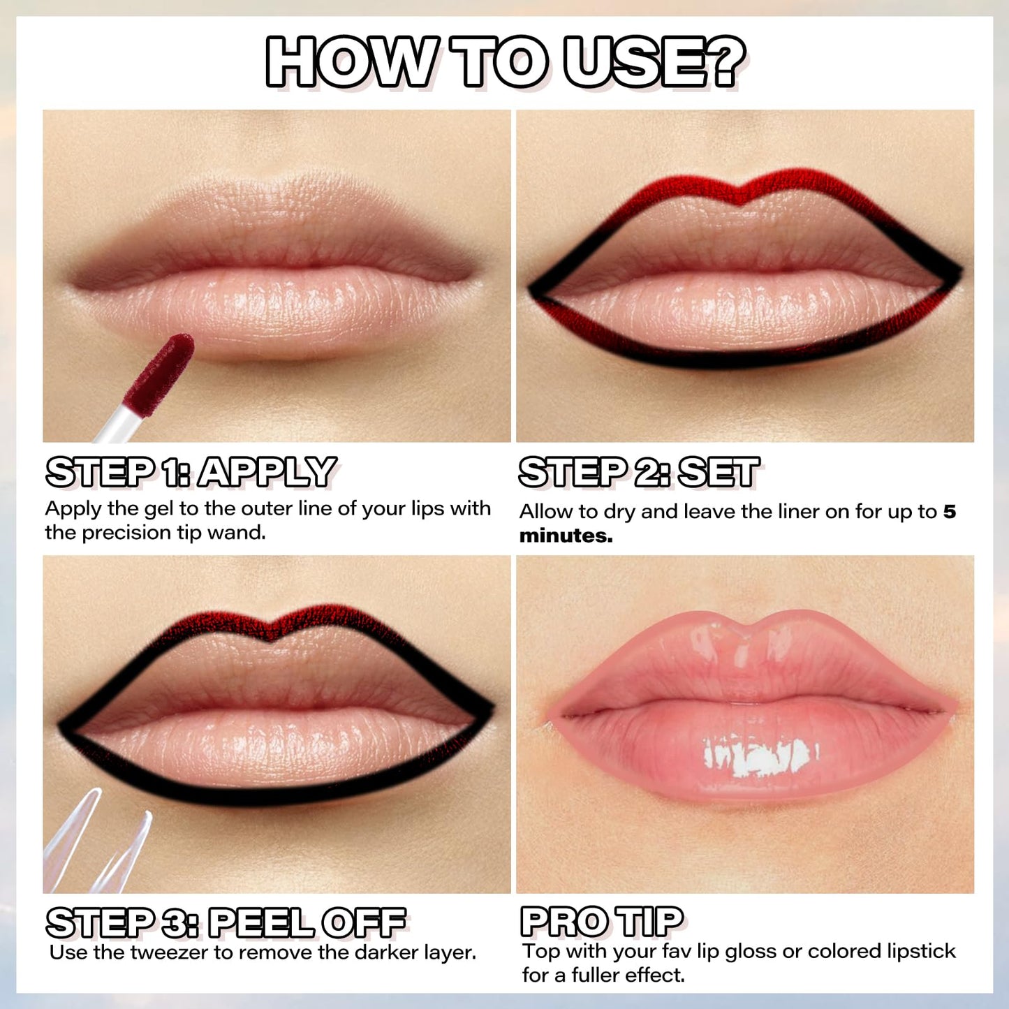 Cilrofelr Peel Off Lip Liner Stain – Long Wear Matte Lip Liner in Nude Pink