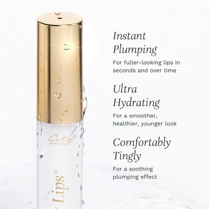 City Lips Clear by City Beauty | Plumping Lip Gloss with Hyaluronic Acid & Peptides (Pack of 3, Cruelty-Free)