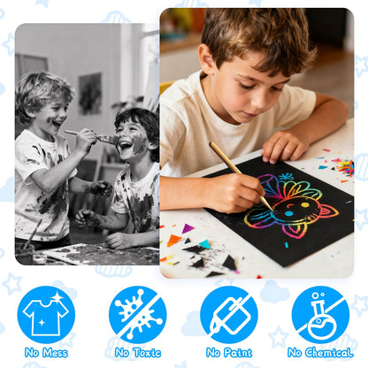 Cityrosy Scratch Art Paper Rainbow Sets – 100 Pcs for Kids Crafts, Classrooms & Parties