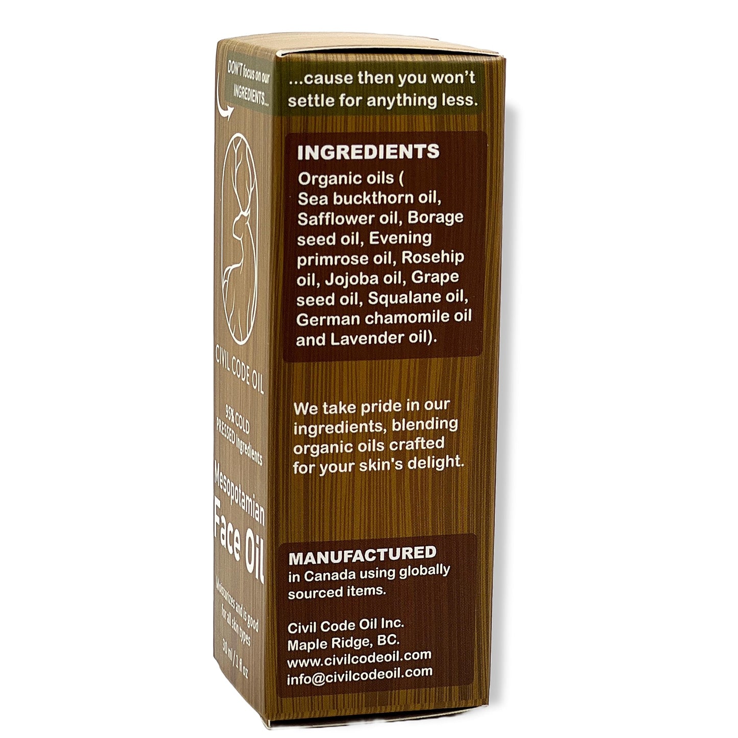 Civil Code Mesopotamian Face Oil – Organic Hydrating Facial Oil with Sea Buckthorn & Lavender – 1oz