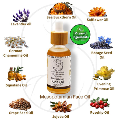 Civil Code Mesopotamian Face Oil – Organic Hydrating Facial Oil with Sea Buckthorn & Lavender – 1oz