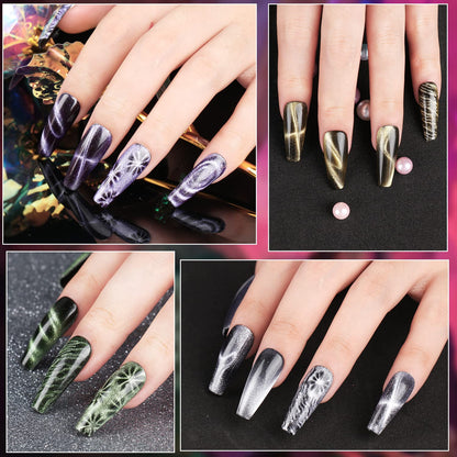 Clara Colors Cat Eye Gel Nail Polish Set – 12 Colors Magnetic Holographic Galaxy Series with 2 Magnets