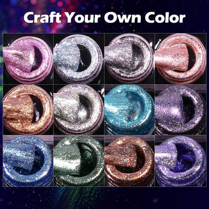 Clara Colors Cat Eye Gel Nail Polish Set – 12 Holographic Colors with Magnet | Galaxy Series