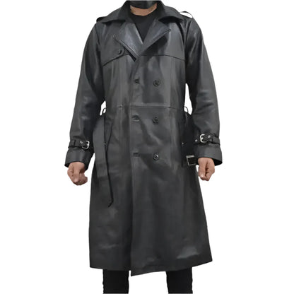 Men’s Black Leather Trench Coat
