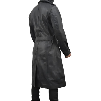 Men’s Black Leather Trench Coat