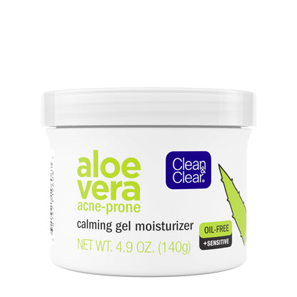 Clean & Clear Aloe Vera Calming Gel Facial Moisturizer for Acne-Prone & Sensitive Skin – Oil-Free, 4.9 oz