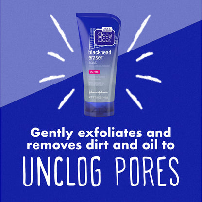 Clean & Clear Blackhead Eraser – Oil-Free Scrub with 2% Salicylic Acid for Daily Exfoliation