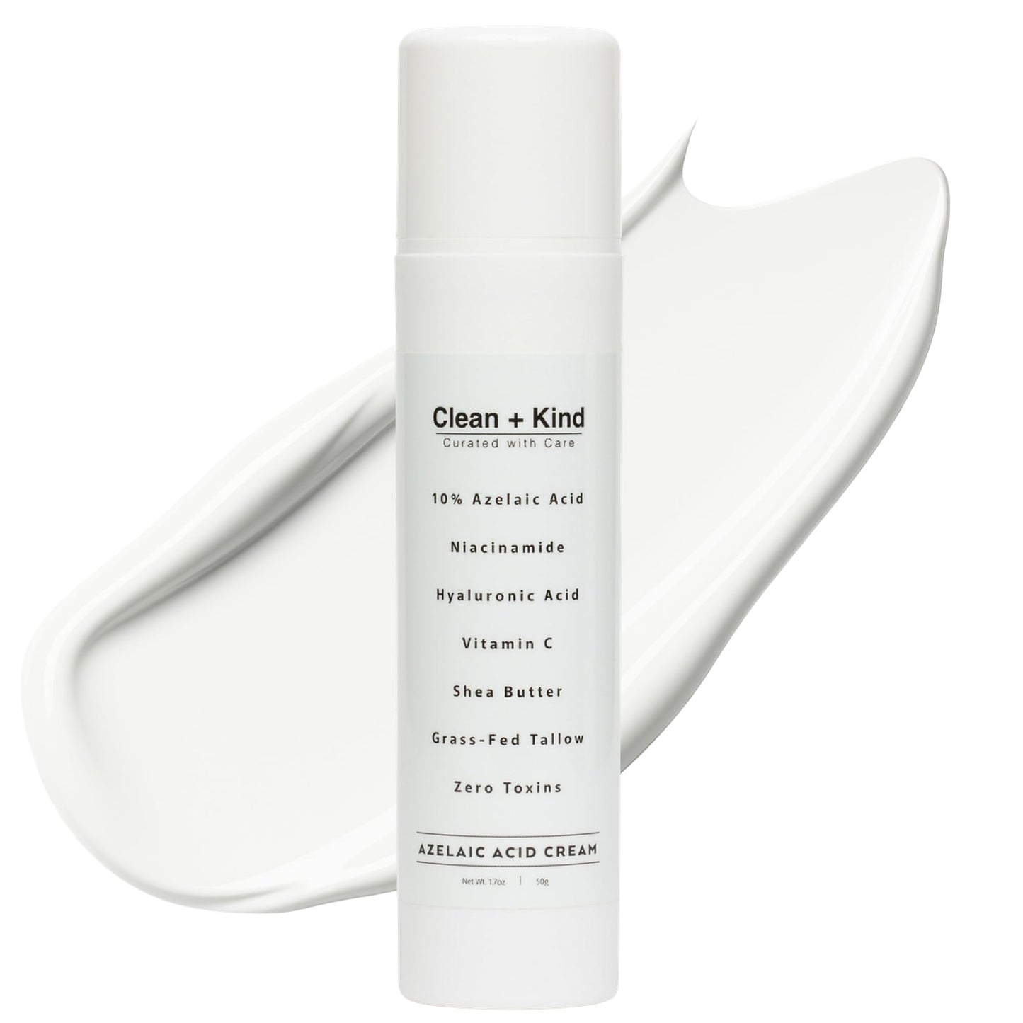 Clean + Kind Azelaic Acid 10% Cream – Niacinamide, Vitamin C & Hyaluronic Acid