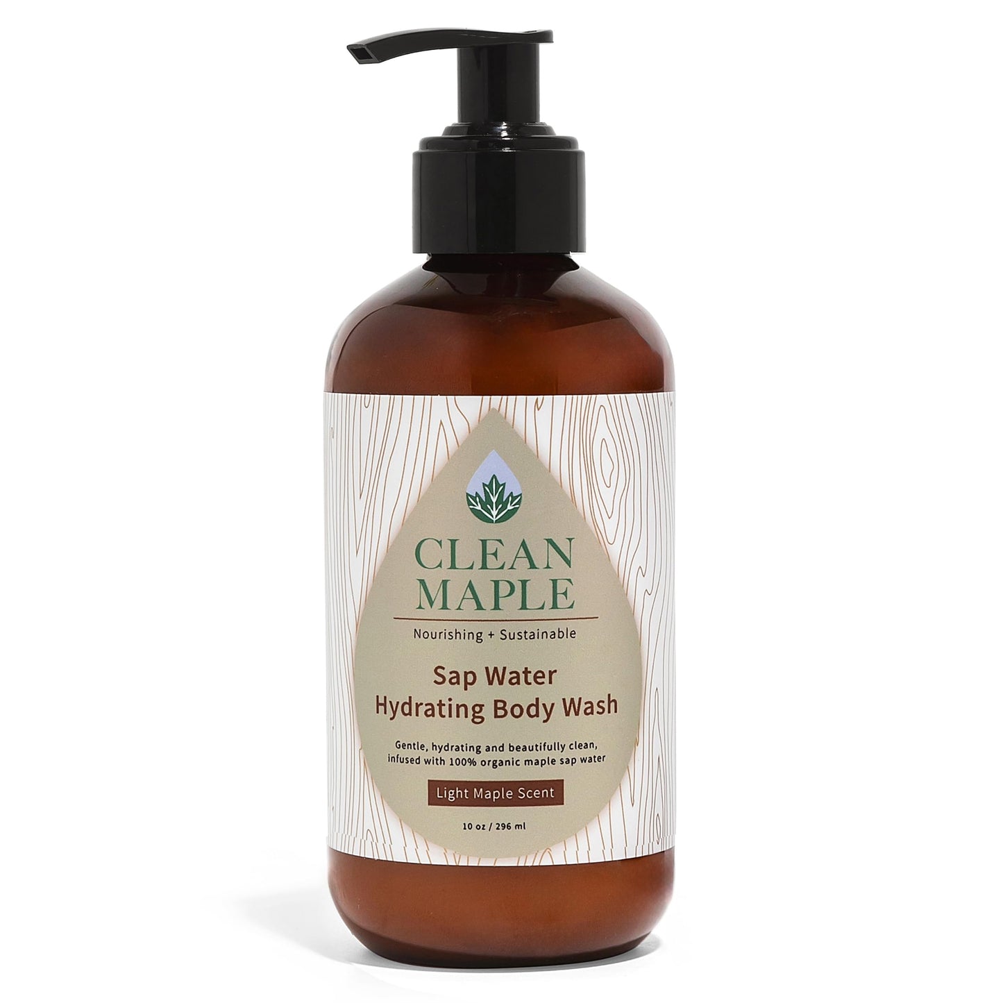Clean Maple Sap Water Hydrating Body Wash – Light Maple Scent, Nourishing & Sustainable, 10 oz