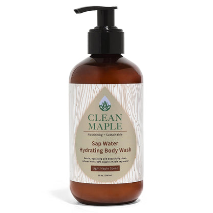 Clean Maple Sap Water Hydrating Body Wash – Light Maple Scent, Nourishing & Sustainable, 10 oz