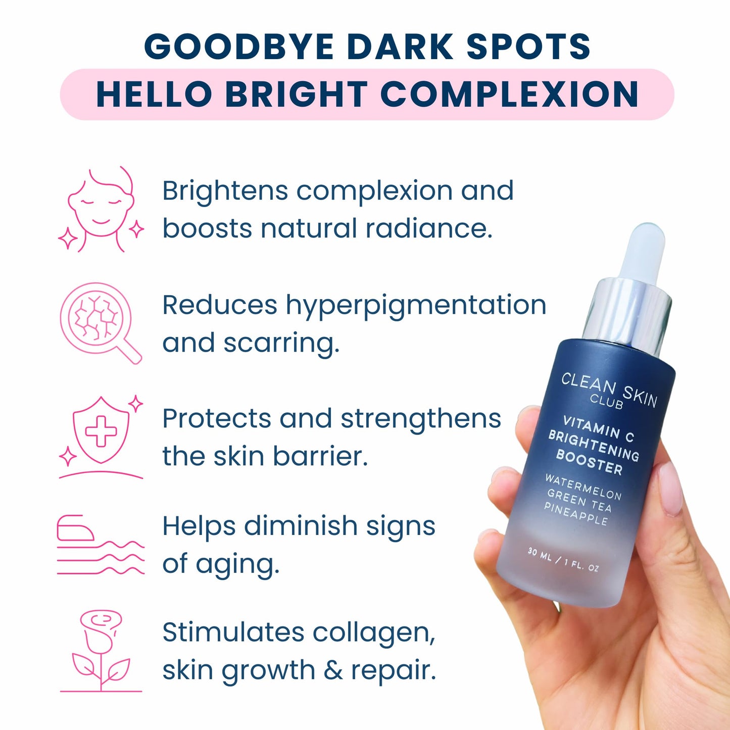 Clean Skin Club Vitamin C Serum & Brightening Booster – Brighten, Protect & Hydrate