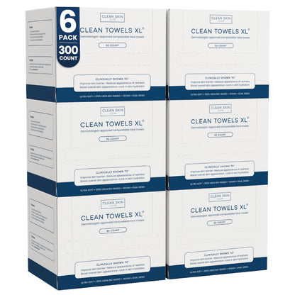Clean Skin Club Clean Towels XL – 6 Pack, 300 Single-Use Facial Towels (Dermatologist-Tested & Vegan)