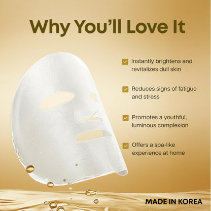 Clear Beauty 24K Gold & Collagen Face Mask – Firming & Hydrating Sheet Masks | Korean Vegan Clean Beauty – 5 Count