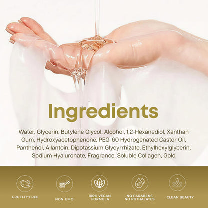 Clear Beauty 24K Gold & Collagen Face Mask – Firming & Hydrating Sheet Masks | Korean Vegan Clean Beauty – 5 Count
