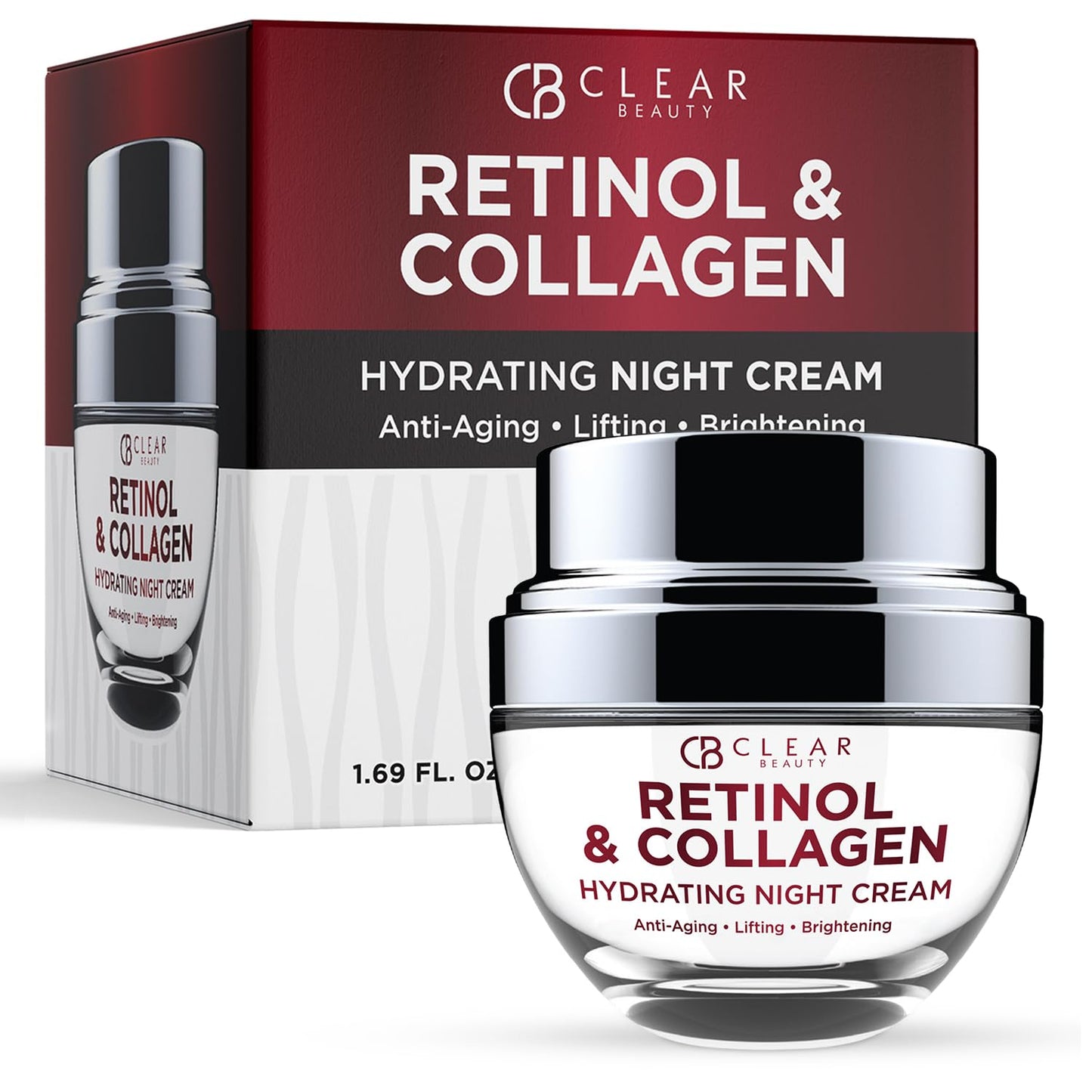 Clear Beauty Collagen & Retinol Night Cream – Firms, Hydrates & Smooths Fine Lines | 1.69 oz | Vegan & Clean K-Beauty