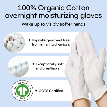 Clearbody Organics 100% Organic Cotton Gloves – 5 Pairs White Sleeping Mitts, Size M