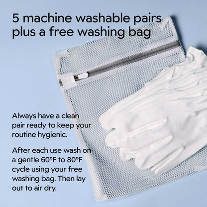 Clearbody Organics Organic Cotton Gloves – 5 Pairs, Large White, Overnight Hydration & Moisturizing for Dry Hands