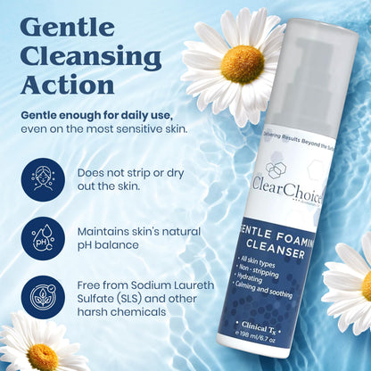 Clear Choice Gentle Foaming Cleanser 6.7oz – Soap-Free, SLS-Free Face Wash for Sensitive Skin