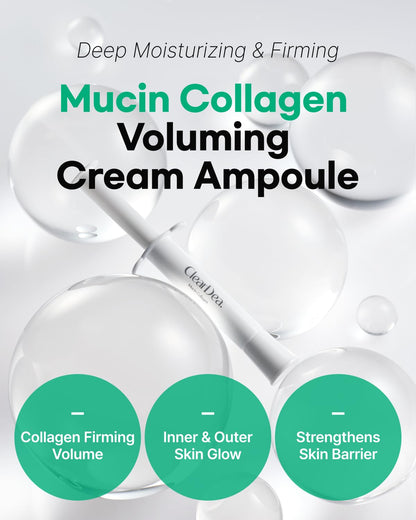 ClearDea Mucin Collagen Voluming Ampoule Moisturizer – Deep Hydration, Dual Collagen + Mucin Care (0.14 Fl Oz x 5)
