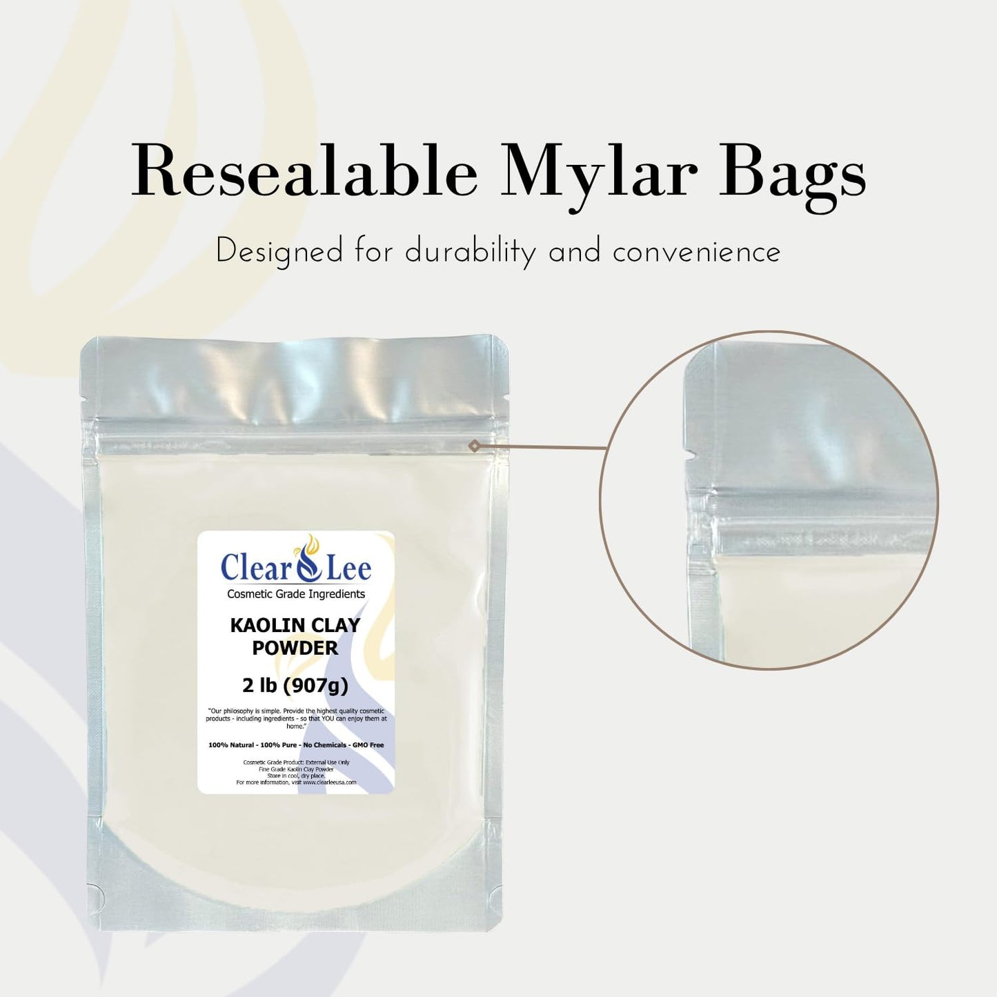 ClearLee Kaolin Clay Cosmetic Grade Powder – 100% Pure, Natural, 1 lb for Skin Detox & DIY Masks
