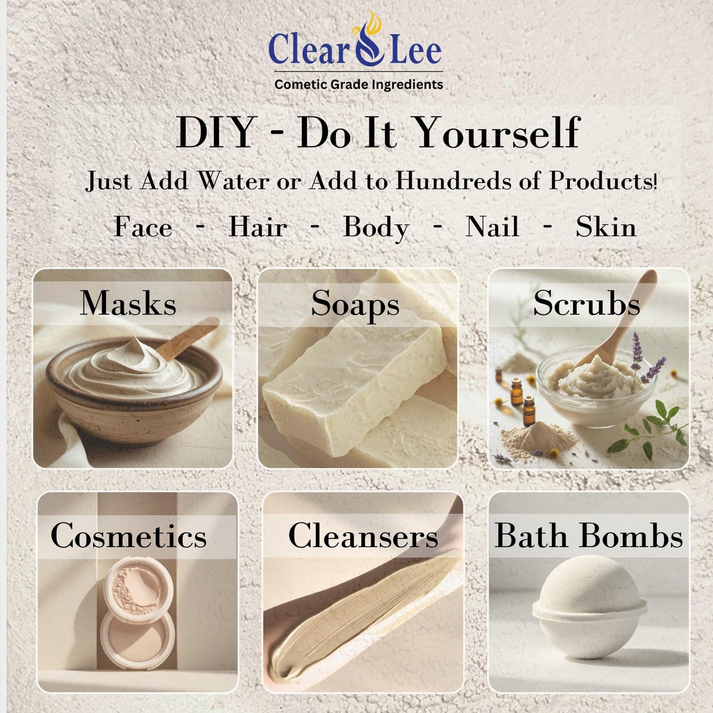 ClearLee Kaolin Clay Cosmetic Grade Powder – 100% Pure, Natural, 1 lb for Skin Detox & DIY Masks