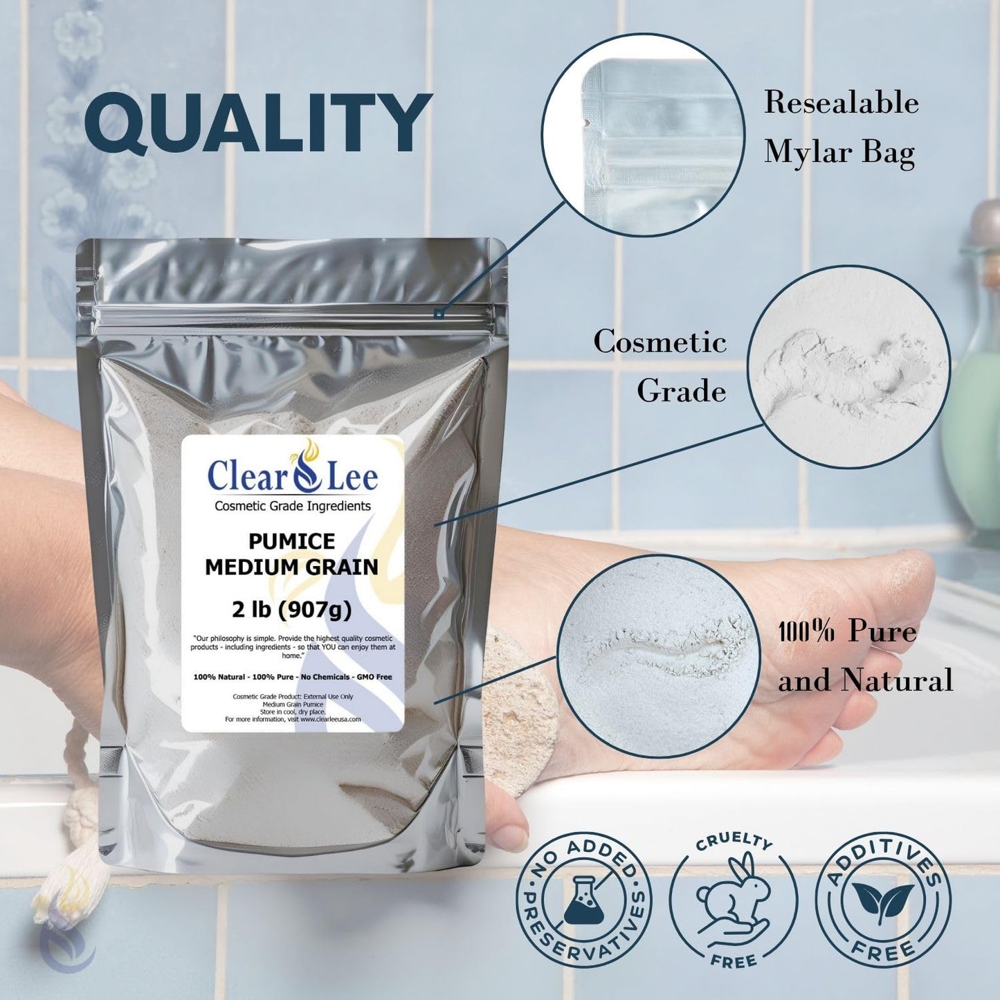 ClearLee Cosmetic Grade Pumice – 100% Natural Exfoliant Powder for DIY Skincare (8oz)