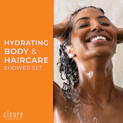 Cleure Fragrance Free 3-Piece Shower Set | Hypoallergenic Shampoo, Conditioner & Body Wash