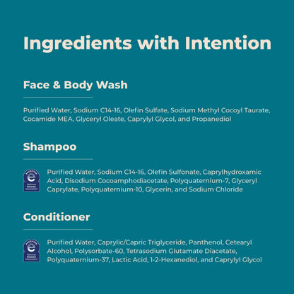 Cleure Fragrance Free 3-Piece Shower Set | Hypoallergenic Shampoo, Conditioner & Body Wash