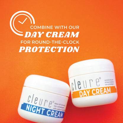 Cleure Hyaluronic Acid & Shea Butter Night Cream for Sensitive Skin – Fragrance-Free, Gluten & Paraben Free (2 oz, Pack of 2)