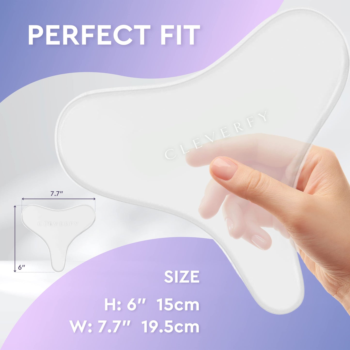 CLEVERFY Silicone Chest Anti-Wrinkle Patches for Décolleté – 4-Pack T-Shape Reusable Wrinkle Pads