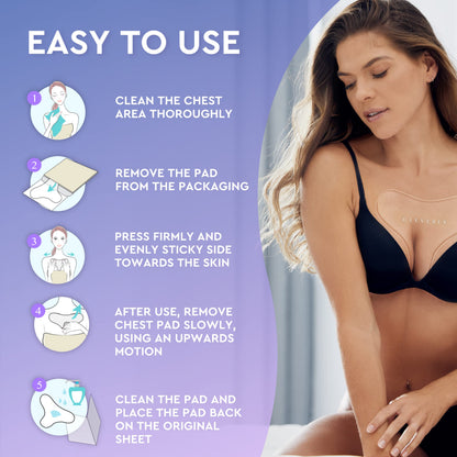 CLEVERFY Silicone Chest Anti-Wrinkle Patches for Décolleté – 4-Pack T-Shape Reusable Wrinkle Pads