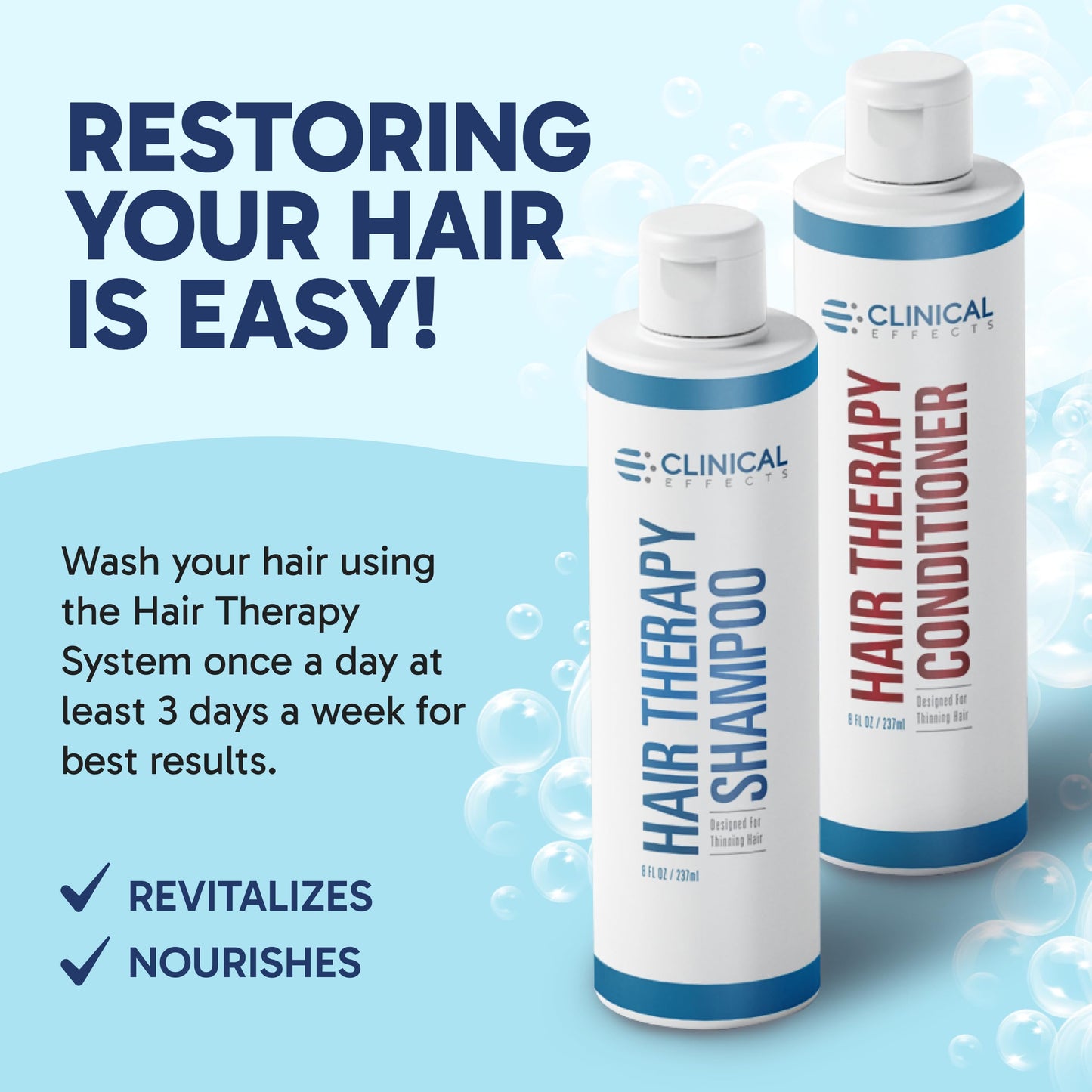 Clinical Effects Hair Therapy Shampoo & Conditioner Set – Biotin, Saw Palmetto, DHT Blocking – USA Made