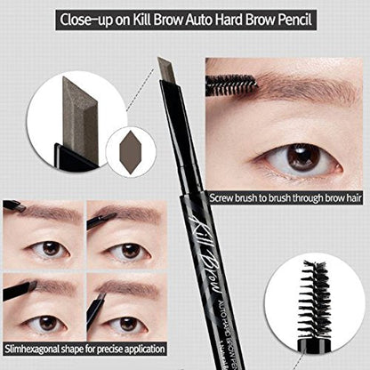 CLIO Kill Brow Auto Hard Eyebrow Pencil - Dual-End, Waterproof, 02 Light Brown