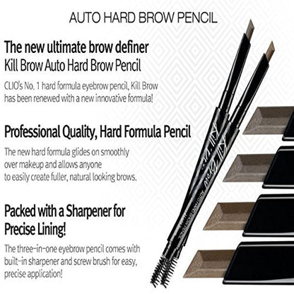 CLIO Kill Brow Auto Hard Eyebrow Pencil - Dual-End, Waterproof, 02 Light Brown