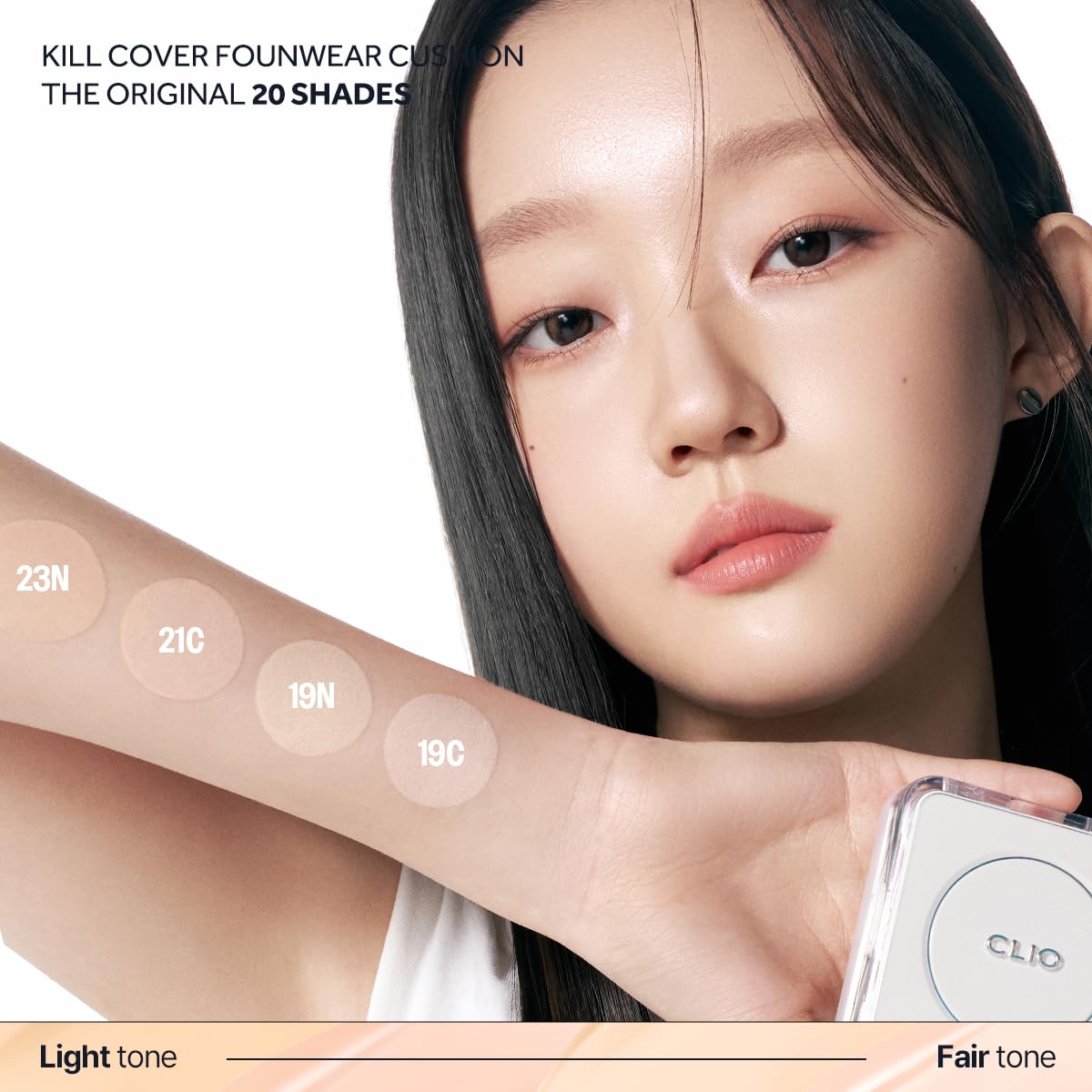 CLIO Kill Cover Founwear Cushion The Original – 20 Shades, Natural Matte Finish, Long-Lasting Skin Fit, 19N Porcelain