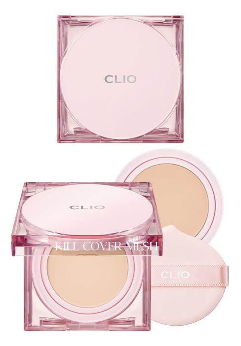 CLIO PROFESSIONAL Kill Cover Mesh Glow Cushion Foundation [Refill Included] 24W Sand – Glass Skin, Lightweight, Buildable