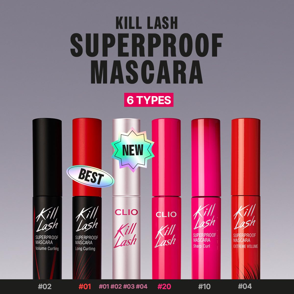 CLIO Kill Lash Superproof Mascara - Waterproof, Lengthening & Smudge-Proof for Sensitive Eyes