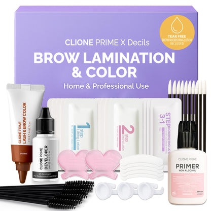 CLIONE PRIME Korean At-Home Brow Lamination & Color Kit — Professional Eyebrow Lift, Tint, and Aftercare