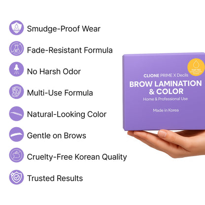 CLIONE PRIME Korean At-Home Brow Lamination & Color Kit — Professional Eyebrow Lift, Tint, and Aftercare