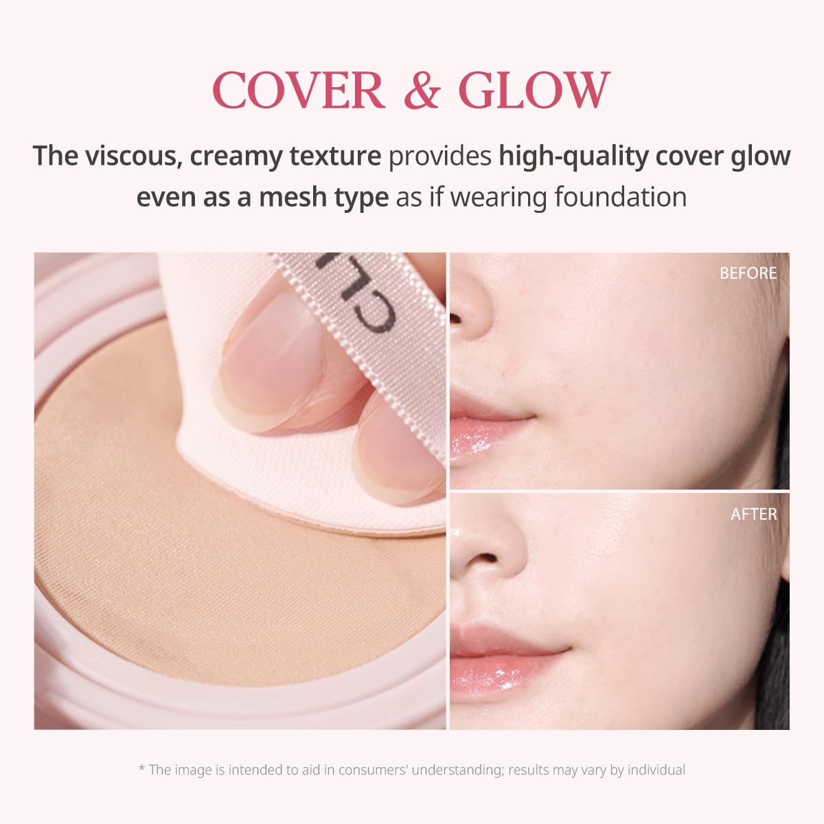 CLIO Kill Cover Mesh Glow Cushion Foundation – Refill Included, 21C Lingerie, Glass Skin Glow