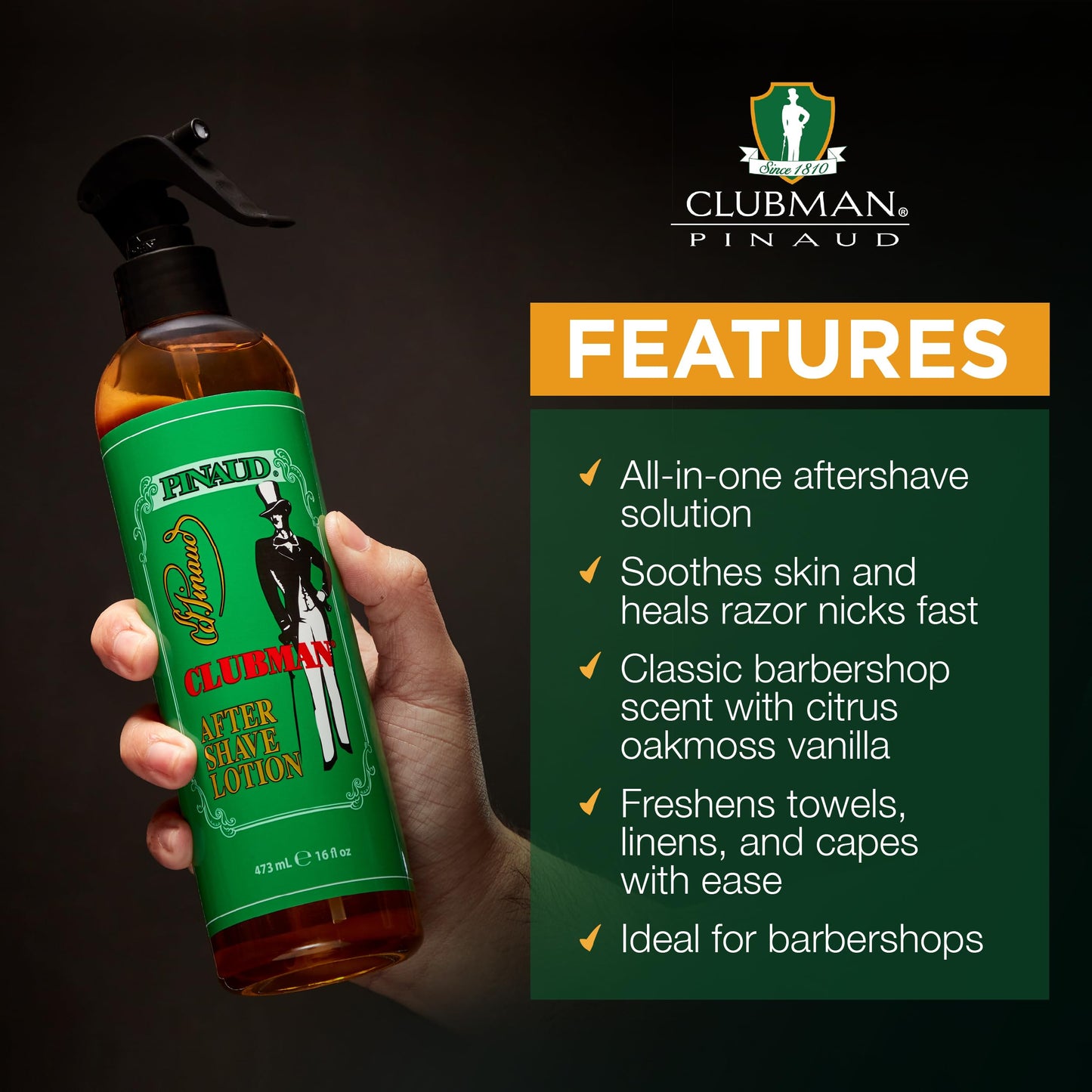 Clubman After Shave Lotion Spray – Classic Barber Scent, 16 oz