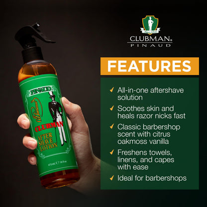 Clubman After Shave Lotion Spray – Classic Barber Scent, 16 oz