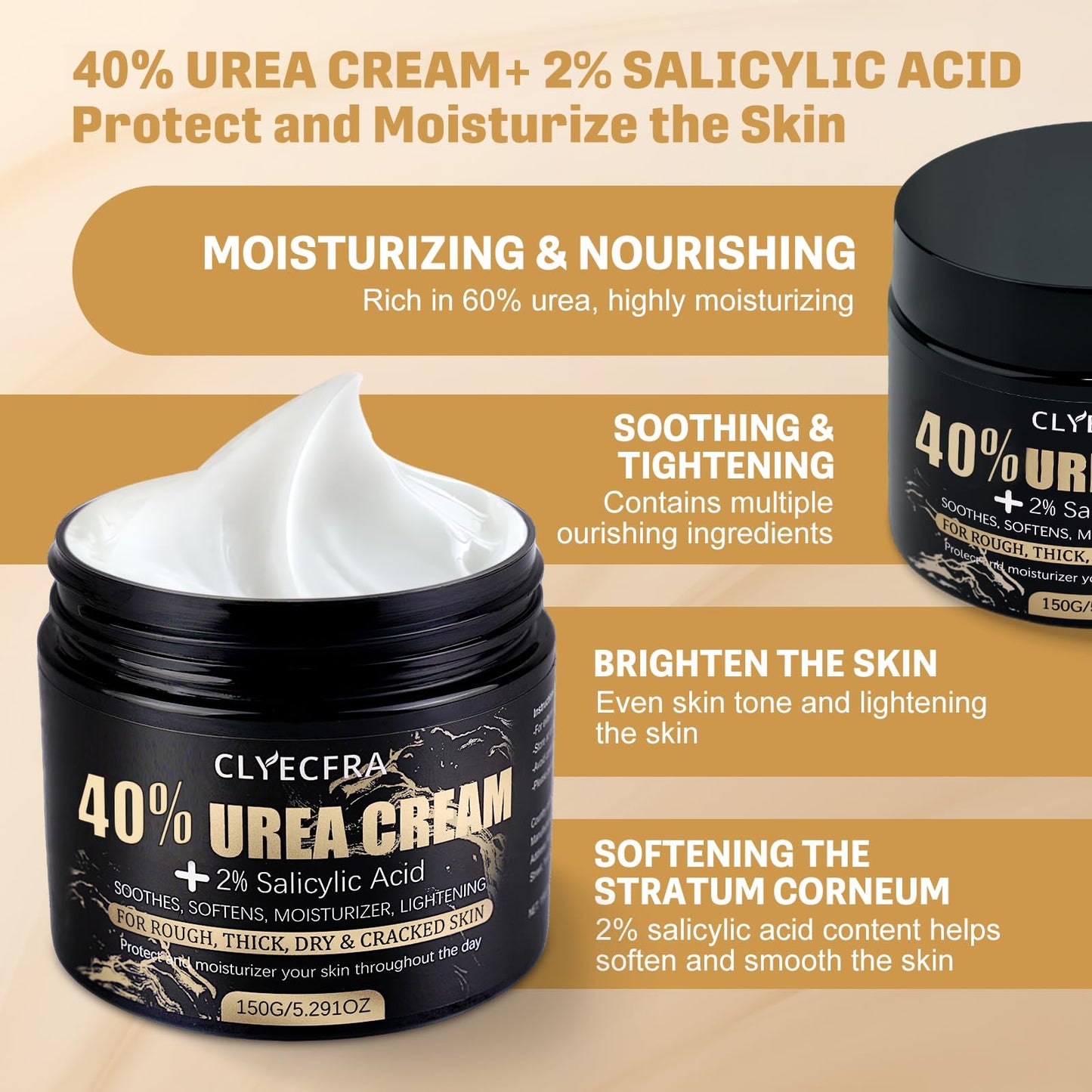 Clyecfra 40% Urea Cream with 2% Salicylic Acid – Deep Hydration for Dry Skin (150g)