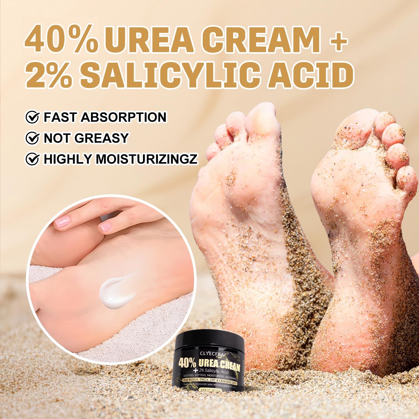 Clyecfra 40% Urea Cream with 2% Salicylic Acid – Deep Hydration for Dry Skin (150g)