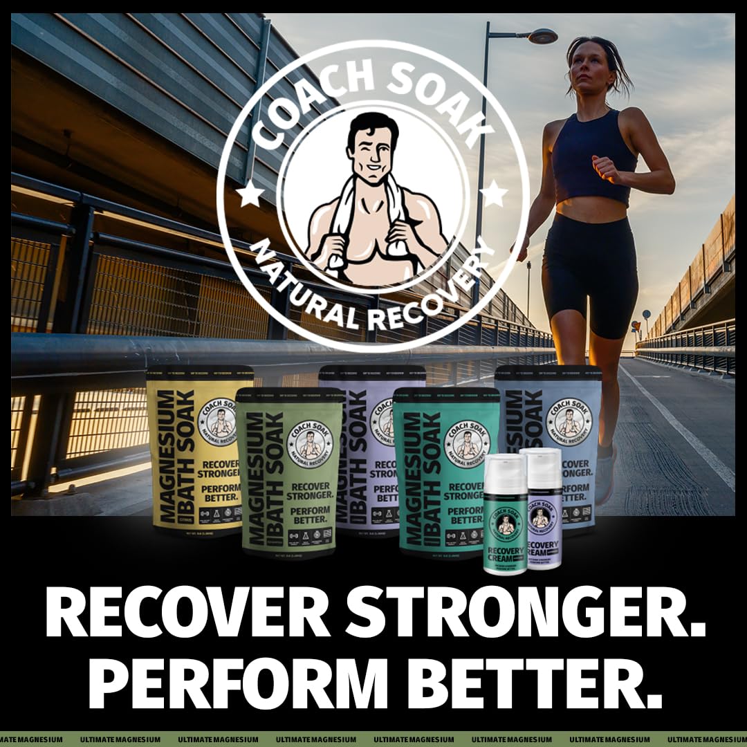 Coach Soak Recovery Bath Soak – Pure Magnesium Flakes & Dead Sea Salt, 3 lb, Eucalyptus & Tea Tree