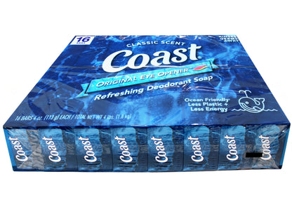 Coast Deodorant Soap Bars Classic Pacific Force Scent – 16 Count (Pack of 2) | Invigorating Morning Clean