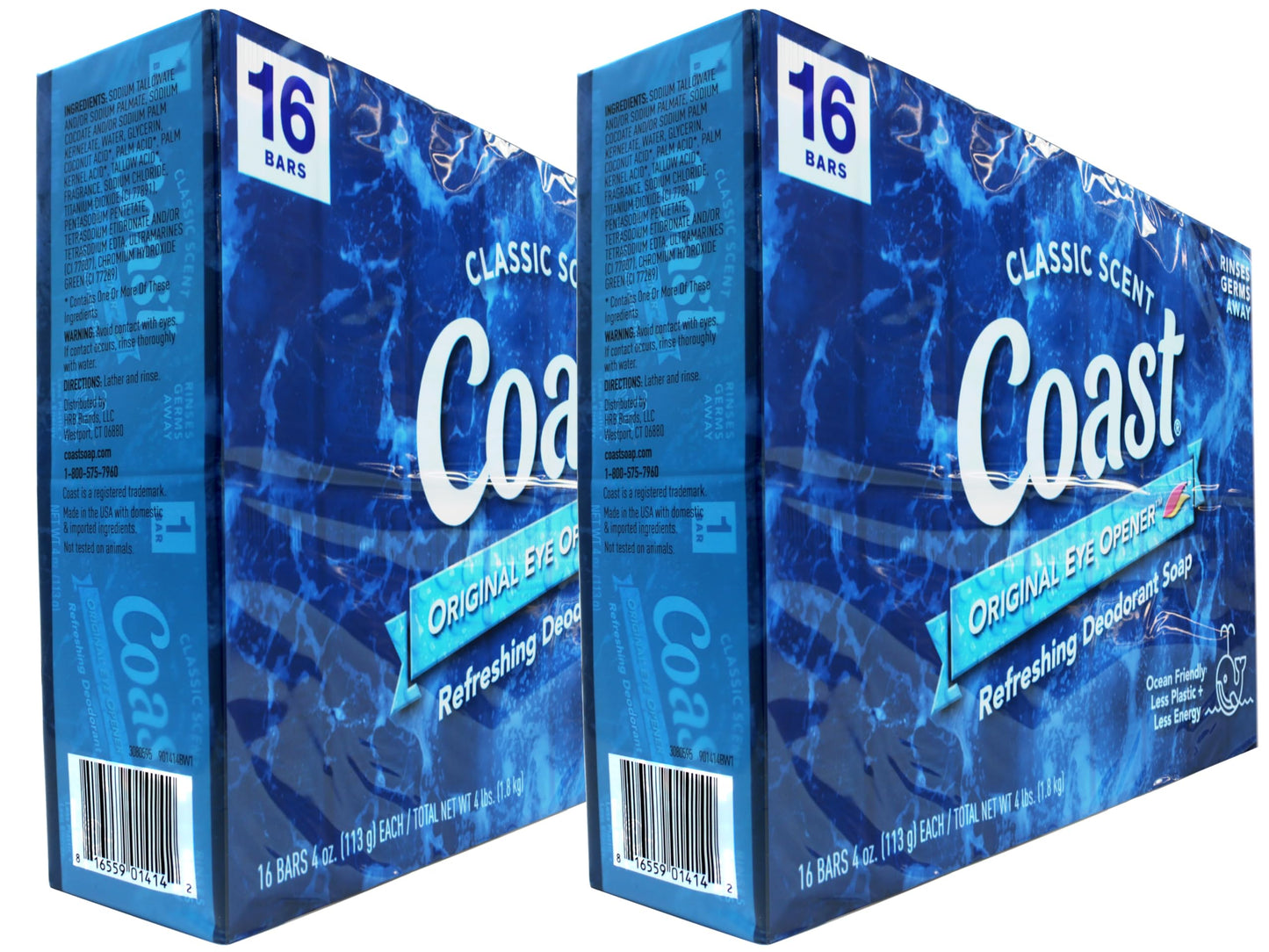 Coast Deodorant Soap Bars Classic Pacific Force Scent – 16 Count (Pack of 2) | Invigorating Morning Clean