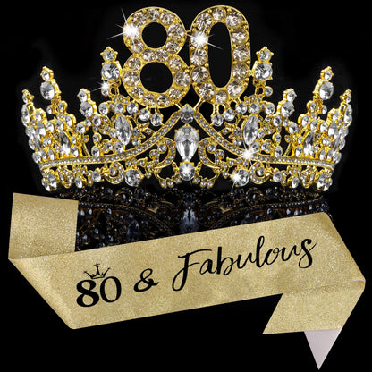 COCIDE 80th Birthday Sashes, Crowns & Decorations – Sash & Tiara Set for Women & Girls